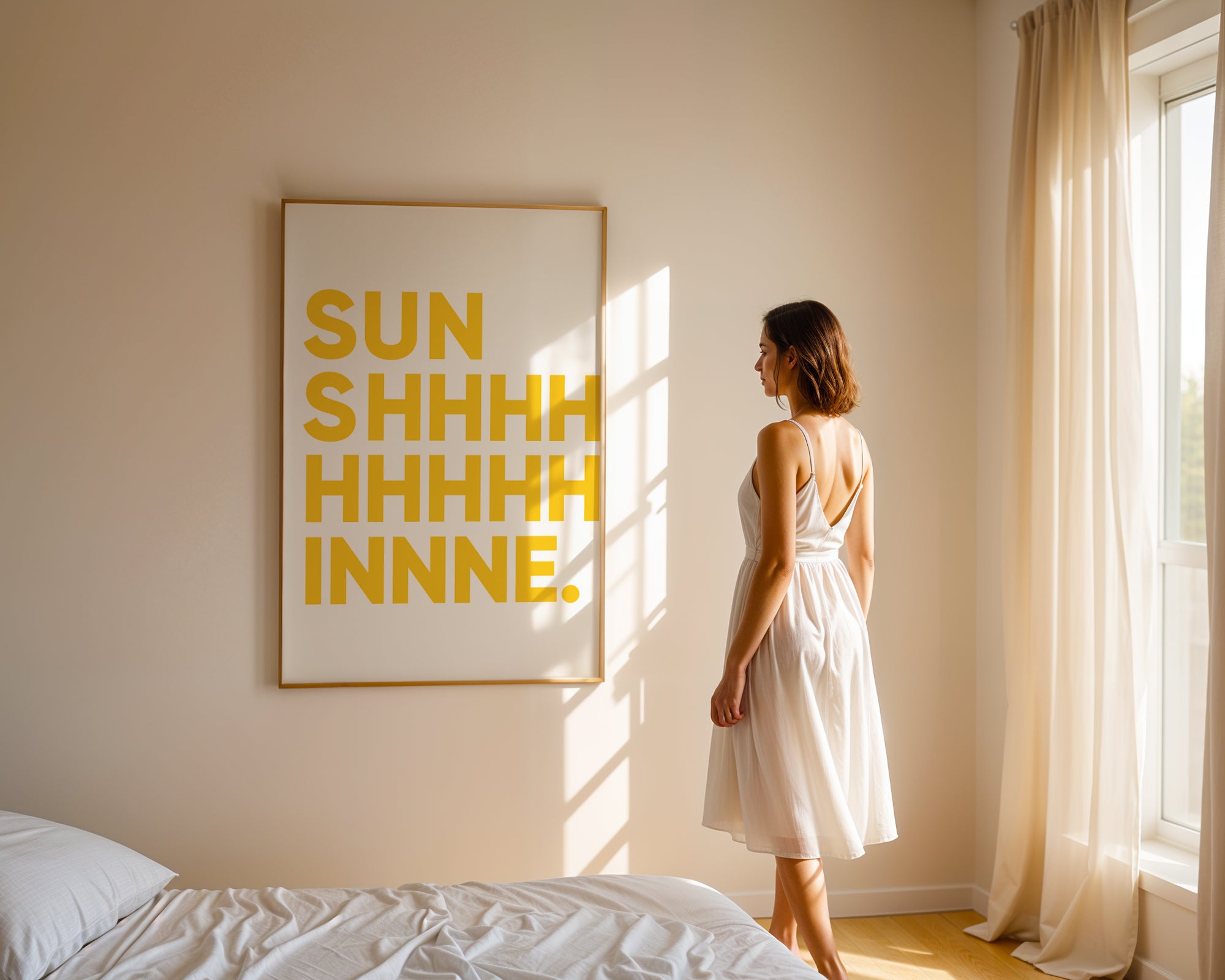 Sunshine Bedroom Print: Cheerful Wall Art Poster