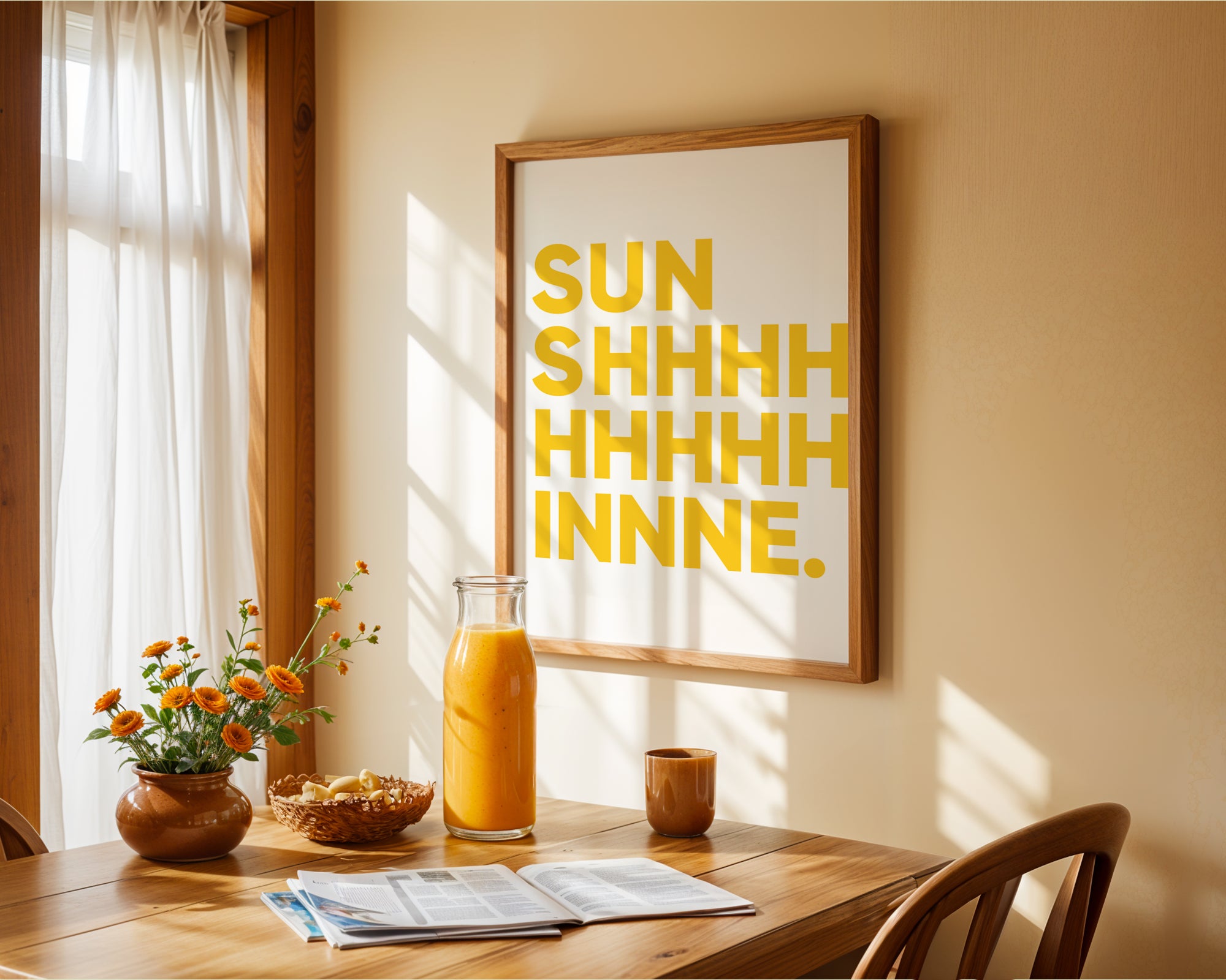 Sunshine Bedroom Print: Cheerful Wall Art Poster