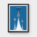 Framed 'Top Gun' poster with fighter jets on a blue background