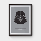 Framed poster of Darth Vader helmet on a gray background