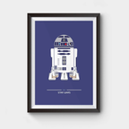 Framed poster of R2-D2 from Star Wars on a blue background